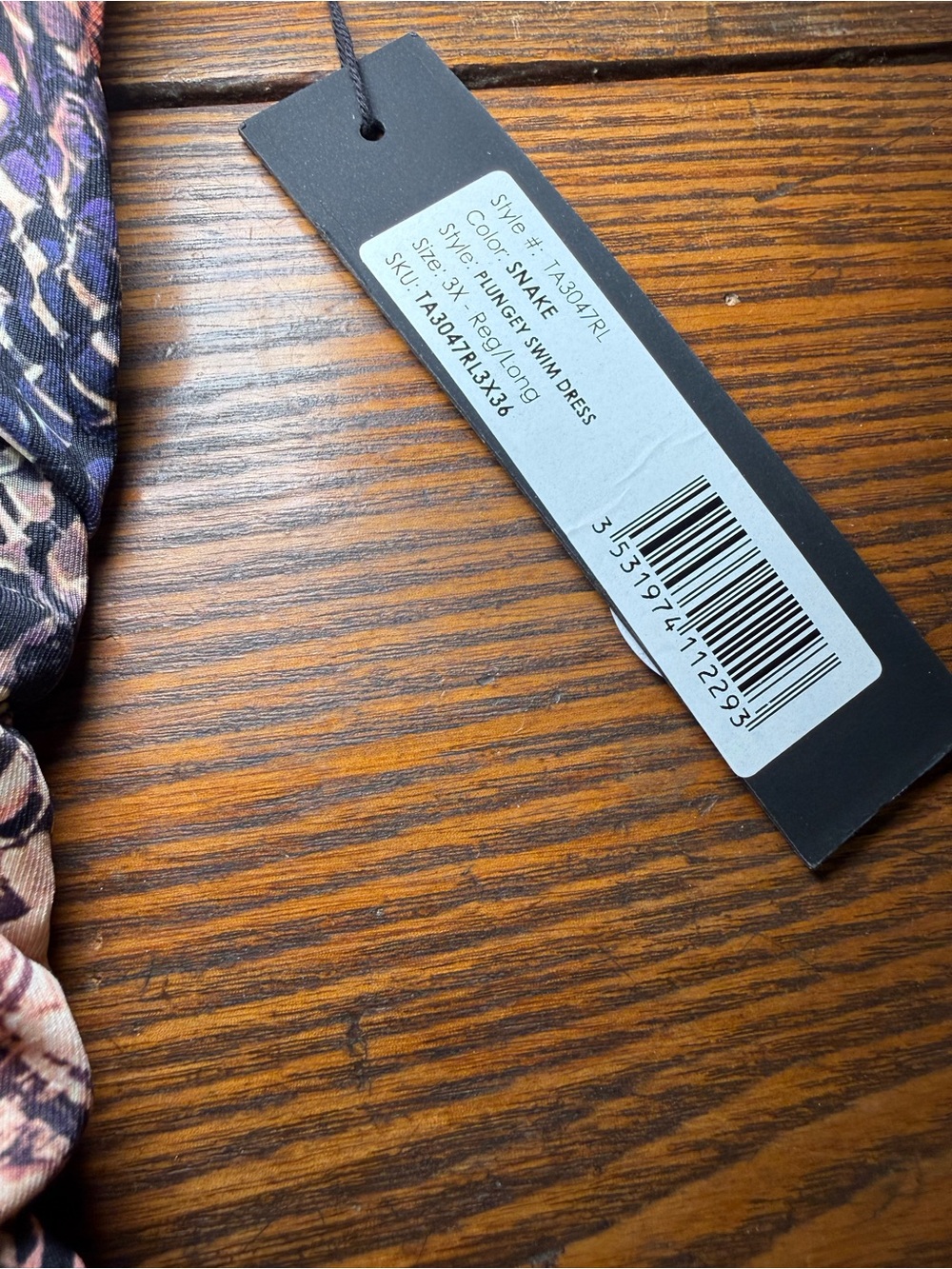 Ta3 Plungey Swim Dress - Snake - 3x Reg/Long - Picture 4 of 5